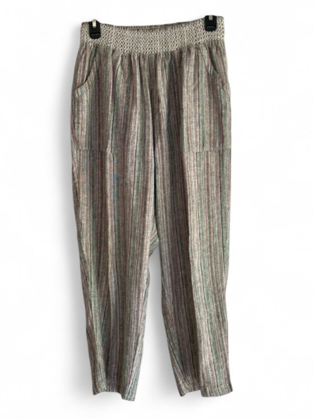 CJ Banks Striped Linen Blend Cropped Pants Size X